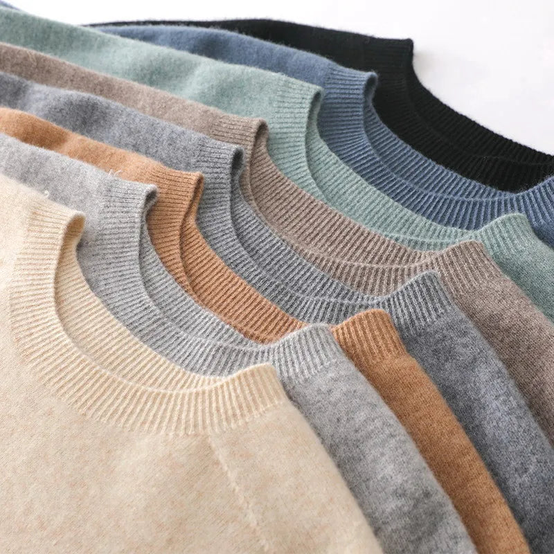 Heren Zachte Kasjmier Ronde Hals T-Shirt