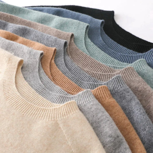 Heren Zachte Kasjmier Ronde Hals T-Shirt