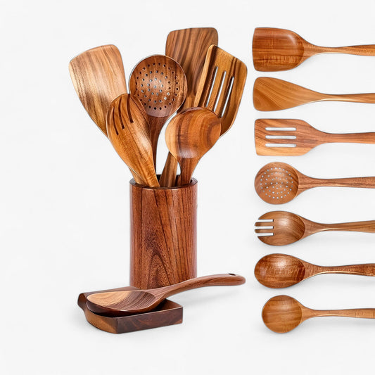 Hittebestendige houten keukengerei set