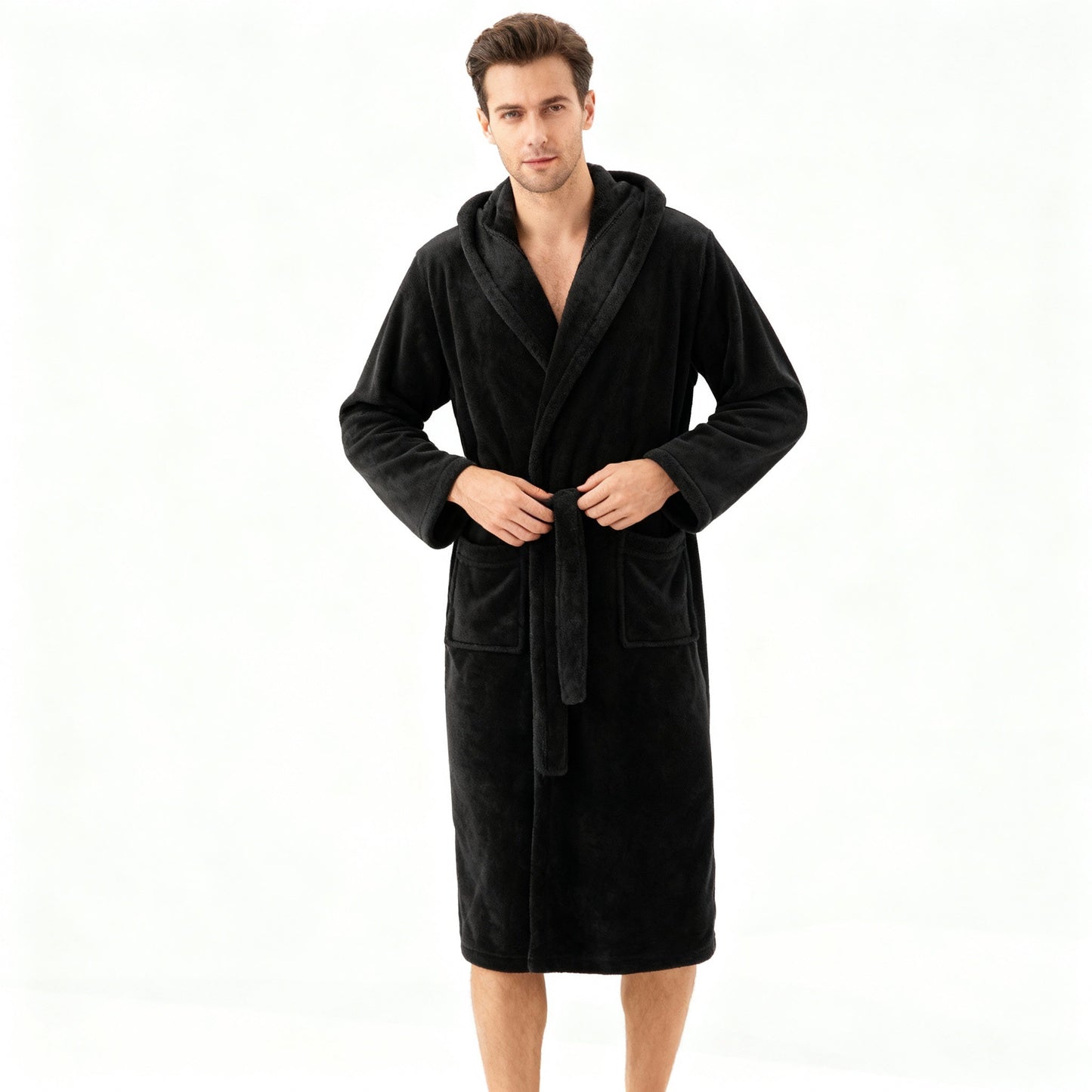 HoodedChill | Premium Heren Badjas met Kap | Hoogpolige Fleece voor Maximale Thermische Isolatie | Zacht Aanvoelende Afwerking | Ergonomische Pasvorm & Duurzame Vezelstructuur