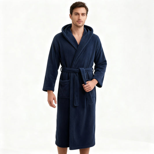 HoodedChill | Premium Heren Badjas met Kap | Hoogpolige Fleece voor Maximale Thermische Isolatie | Zacht Aanvoelende Afwerking | Ergonomische Pasvorm & Duurzame Vezelstructuur