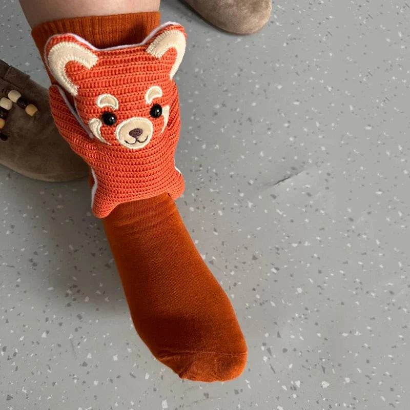HUGFOOT – Gezellige Huissokken met Schattige 3D Dieraccent en Veilige Antislip Zool