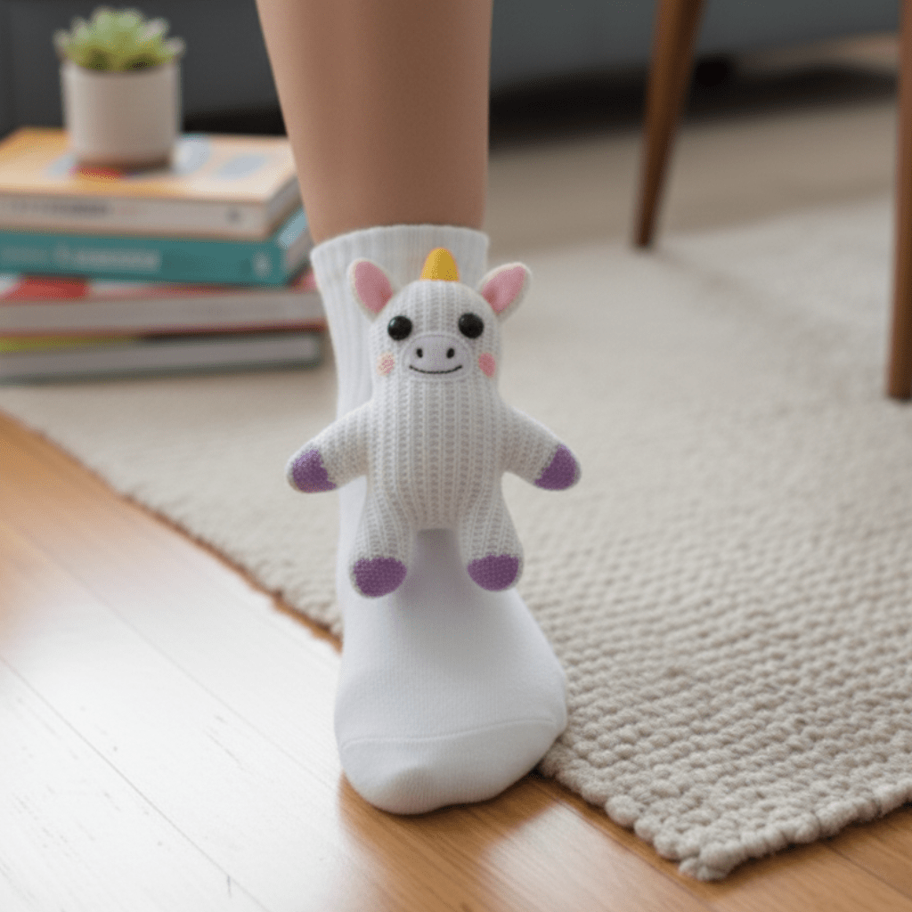 HUGFOOT – Gezellige Huissokken met Schattige 3D Dieraccent en Veilige Antislip Zool
