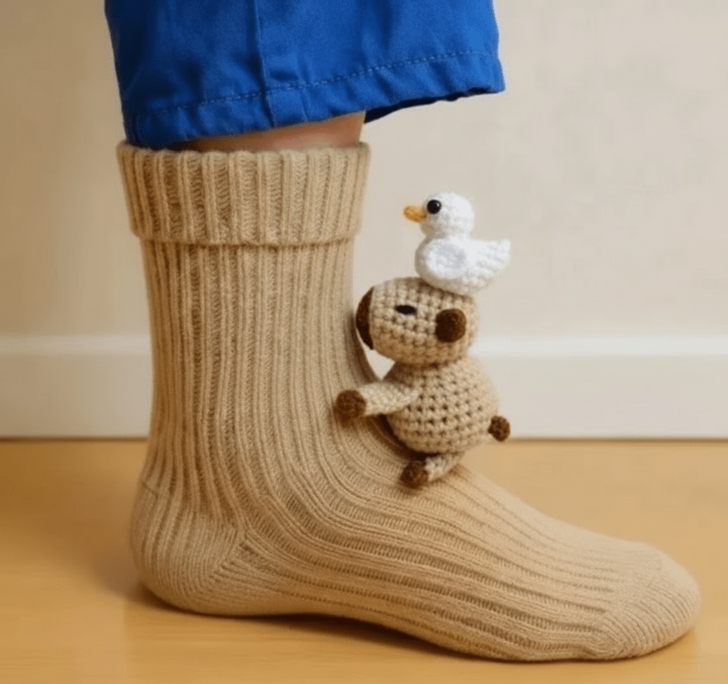 HUGFOOT – Gezellige Huissokken met Schattige 3D Dieraccent en Veilige Antislip Zool