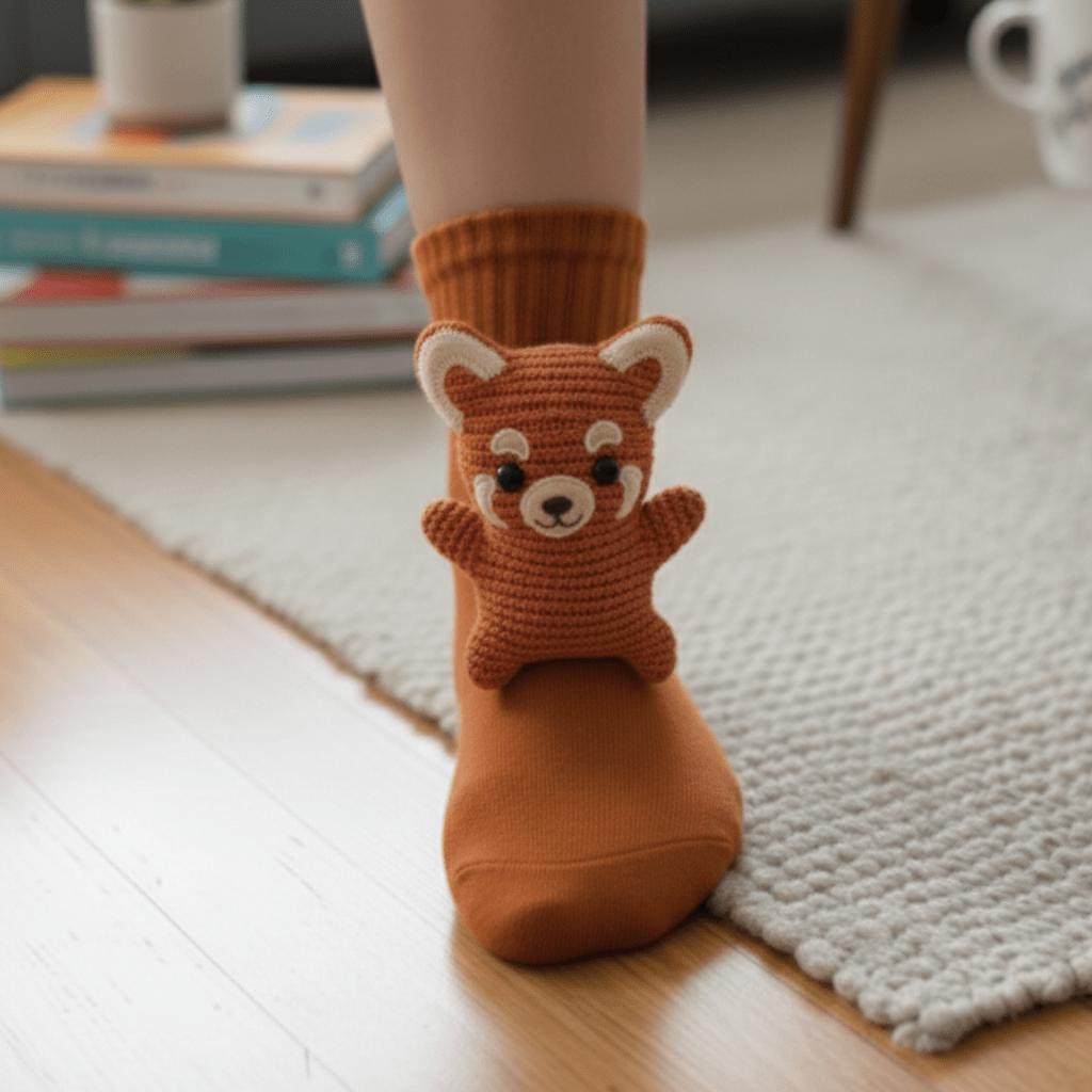 HUGFOOT – Gezellige Huissokken met Schattige 3D Dieraccent en Veilige Antislip Zool
