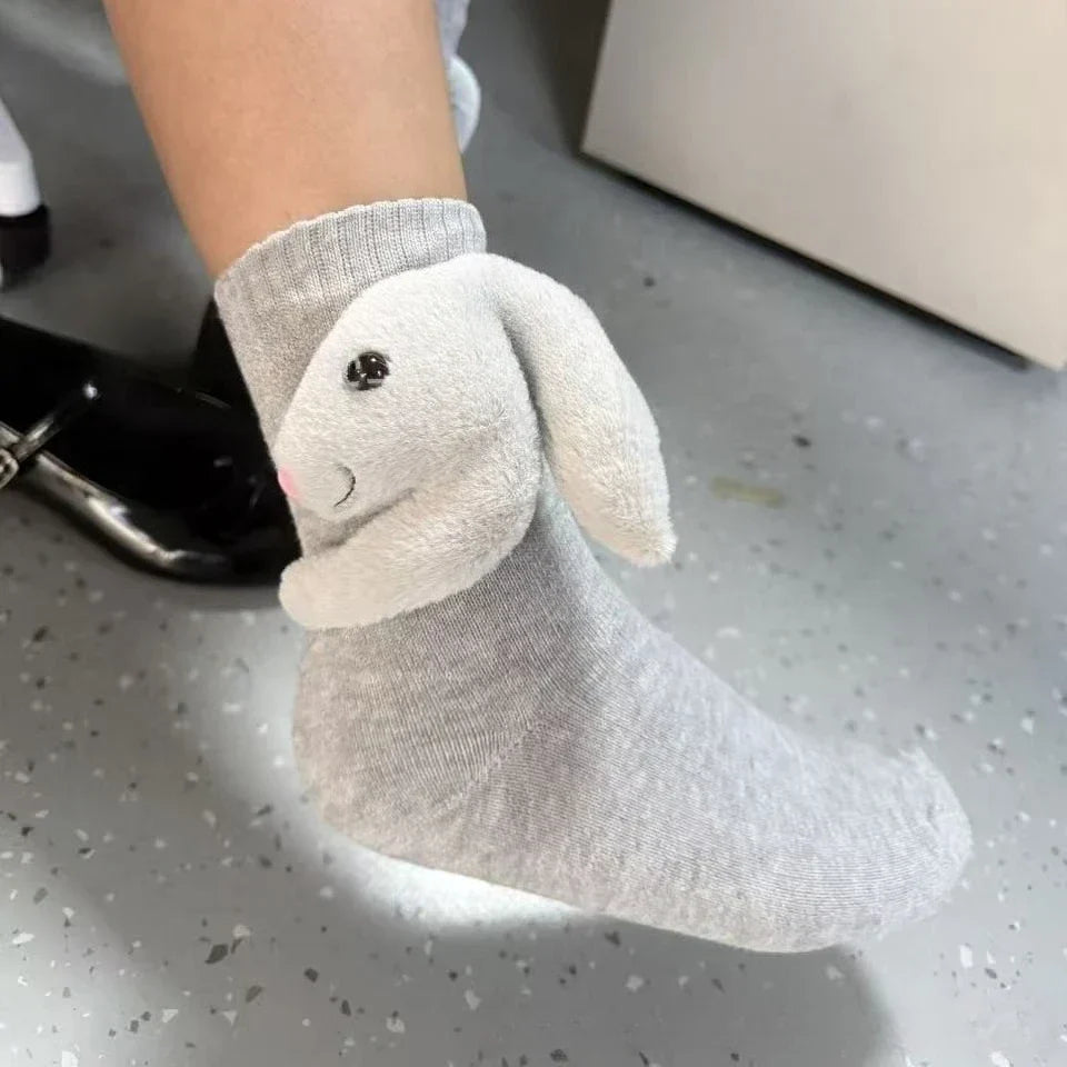 HUGFOOT – Gezellige Huissokken met Schattige 3D Dieraccent en Veilige Antislip Zool