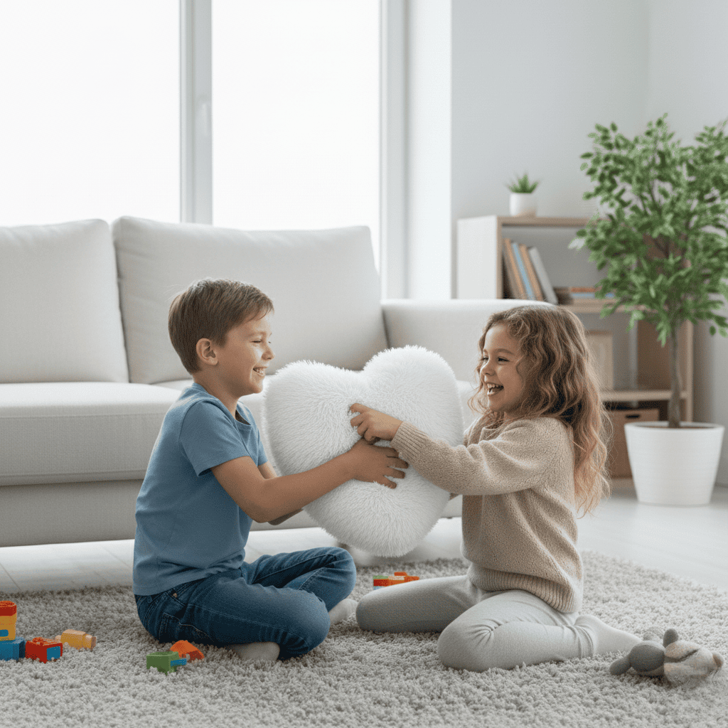 HUGNEST – Hartvormig nepbont kussen voor warme & moderne woonruimtes