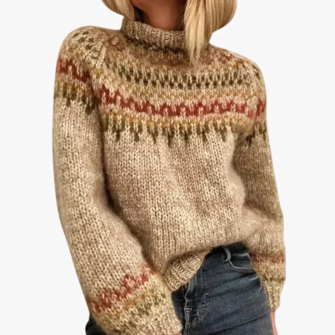 IJslandse gebreide damestrui met hoge kraag