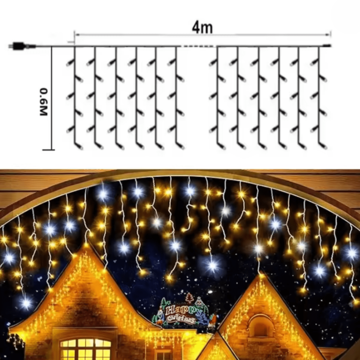 ILLUMERA – LED Tuin Gordijn 4 × 0.6 m met Weerbestendige Elegant