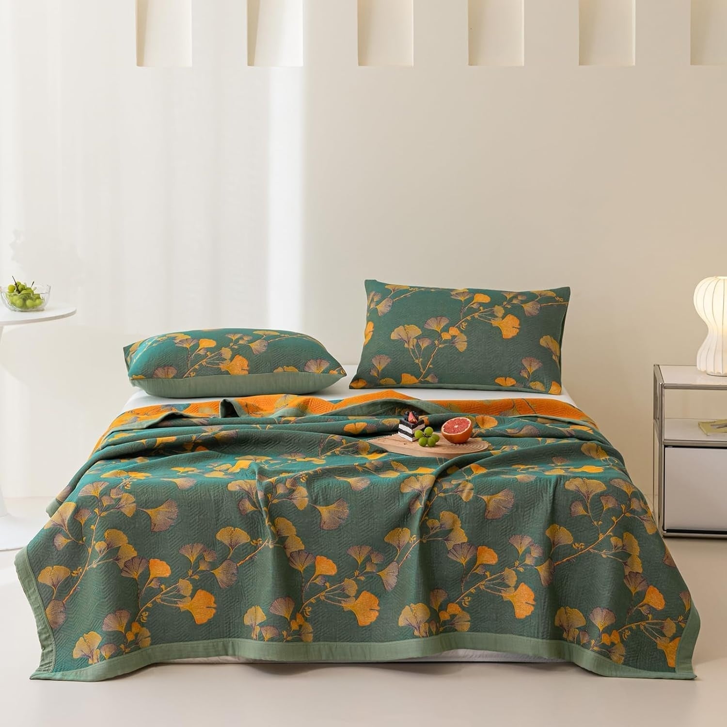 Jacquard Bloem Ginkgo Bladeren Omkeerbare Dekbed