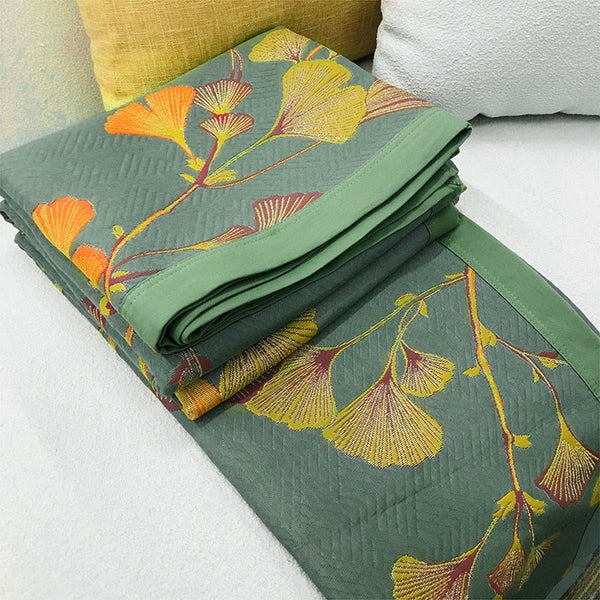 Jacquard Bloem Ginkgo Bladeren Omkeerbare Dekbed