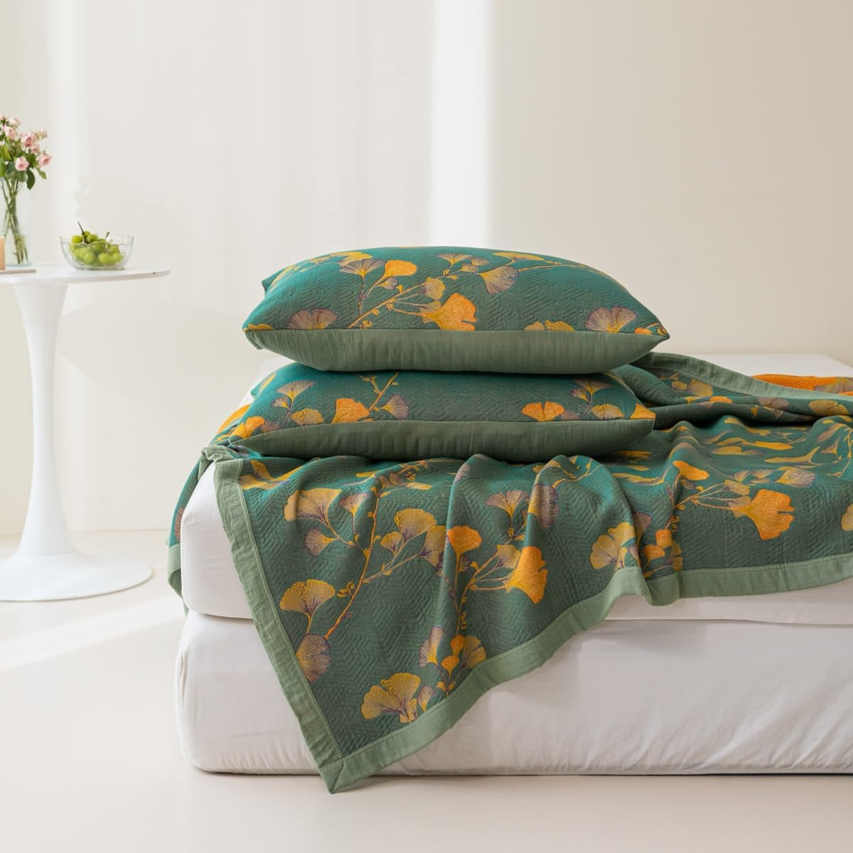 Jacquard Bloem Ginkgo Bladeren Omkeerbare Dekbed