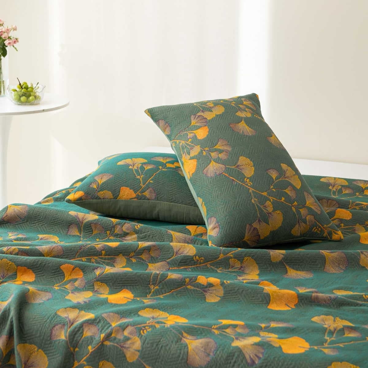 Jacquard Bloem Ginkgo Bladeren Omkeerbare Dekbed