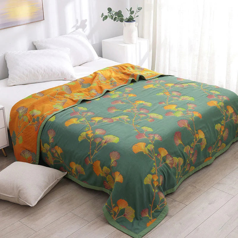 Jacquard Bloem Ginkgo Bladeren Omkeerbare Dekbed