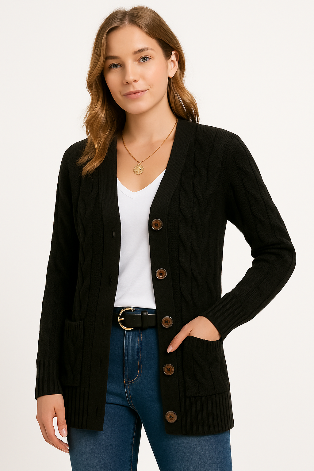 Kabelgebreid vest voor dames – Lente & Zomer