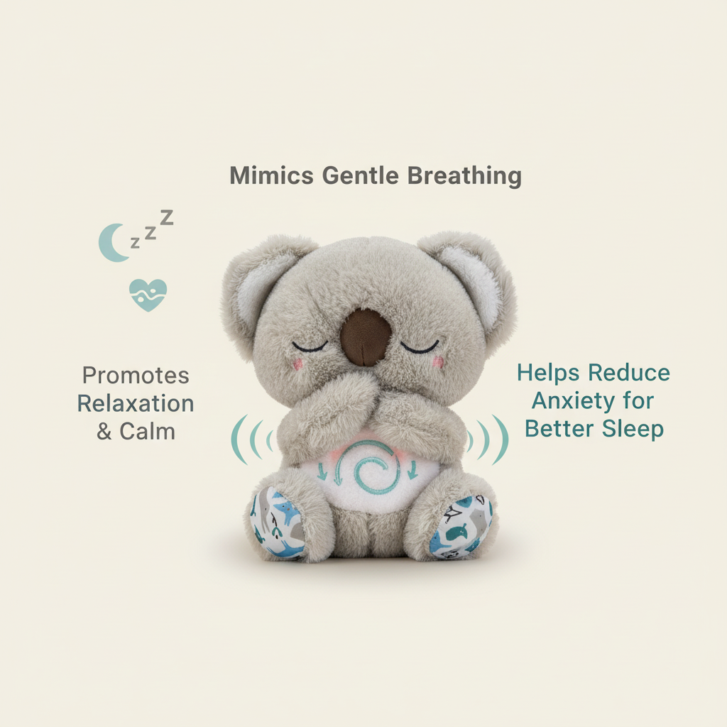Kalmerende Koala Ademhalingsspeelgoed | Ritmische Ademhalingssimulator | Haptische Aanraak Ultrasone Geluidstherapie | Geïntegreerde LED Nachtlamp | Gewogen Pluche Compaan