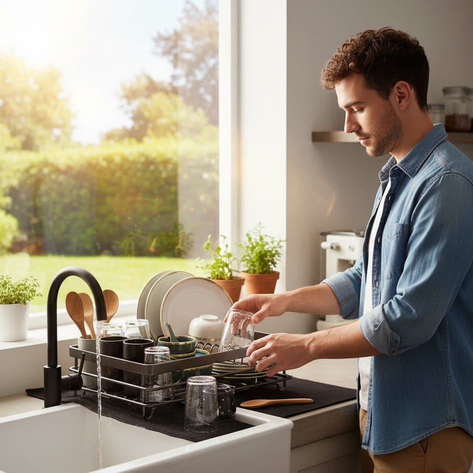 KITCHENFORM – Vouwbare RVS Afwasrek, Ruimtebesparend Ontwerp voor Moderne Keukens