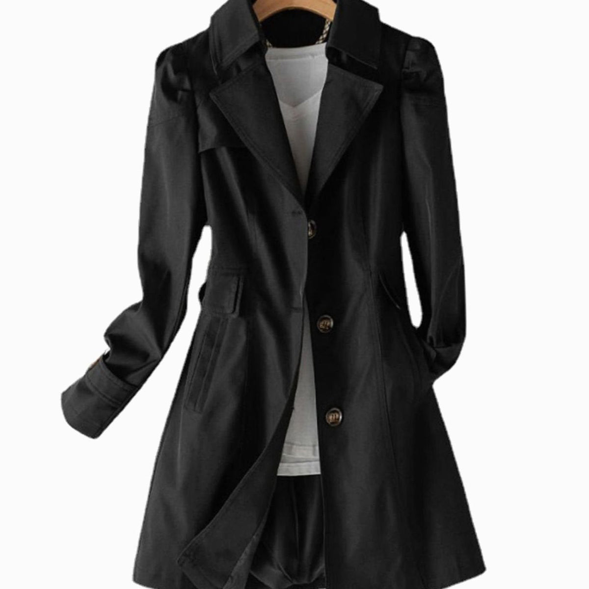 Klassieke getailleerde enkelrijige trenchcoat voor dames