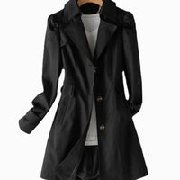 Klassieke getailleerde enkelrijige trenchcoat voor dames