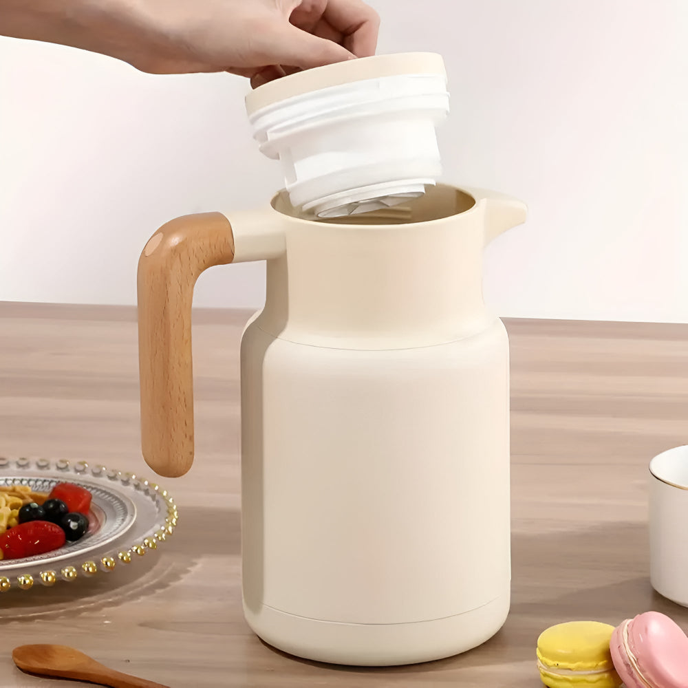 Klassieke Houten Handgreep Thermoskan