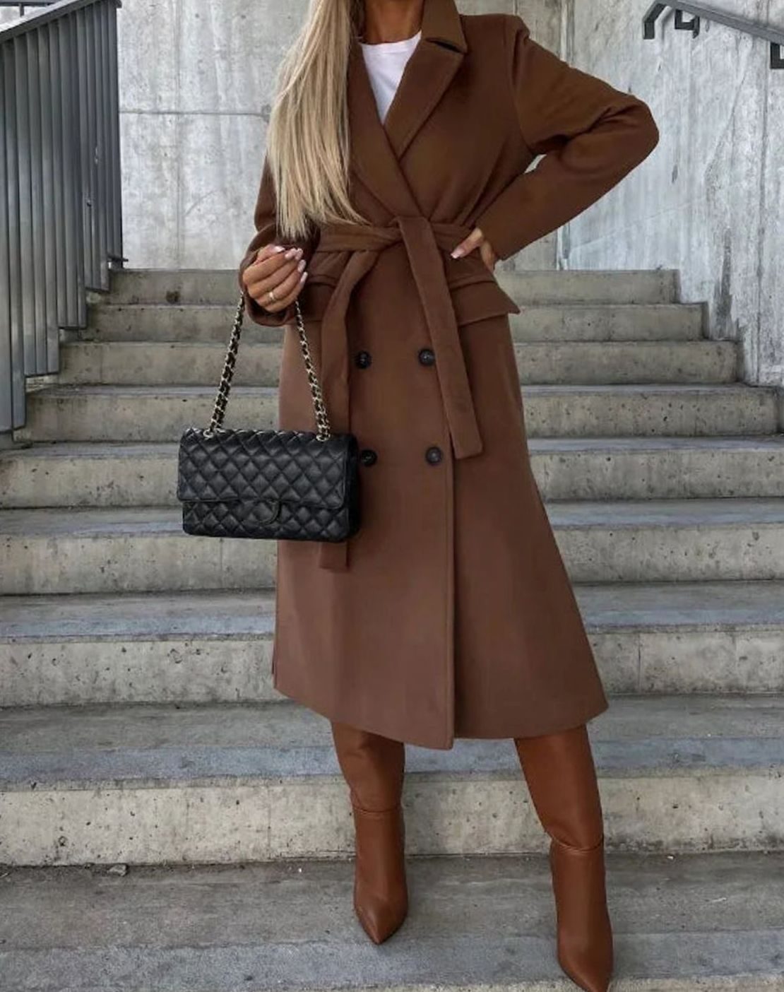 Klassieke lange double-breasted trenchcoat voor dames