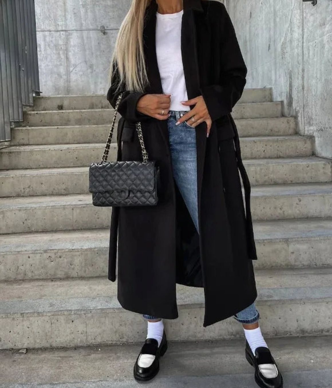 Klassieke lange double-breasted trenchcoat voor dames