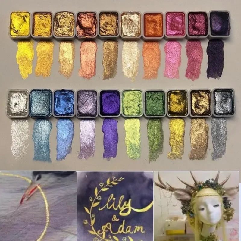 Kolorful - Poeder Minerale Parelpigment Kunst Waterverf 20 Kleuren