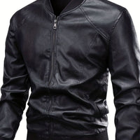 Kunstleren slim-fit bomberjack voor heren met ritssluiting