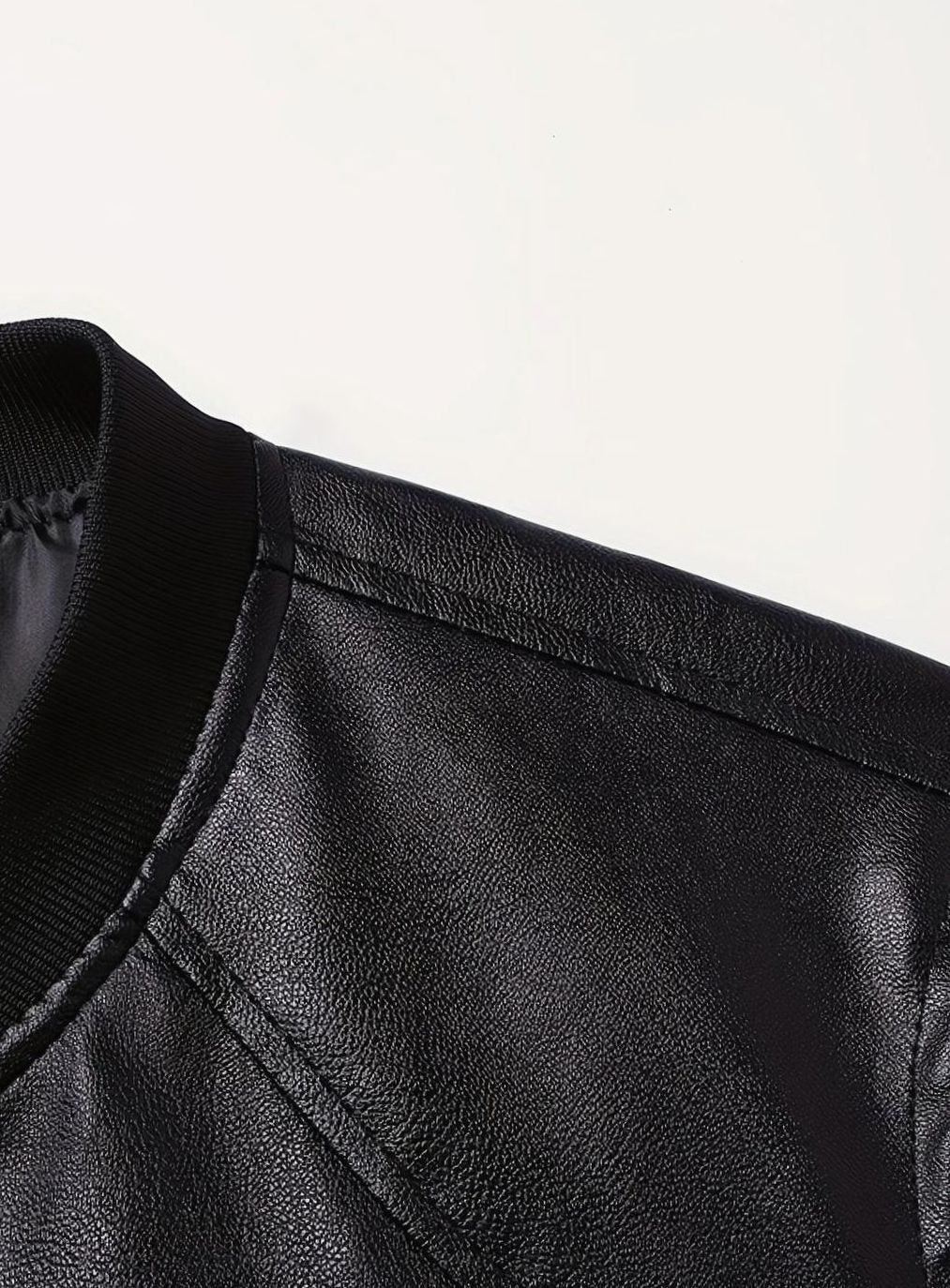 Kunstleren slim-fit bomberjack voor heren met ritssluiting