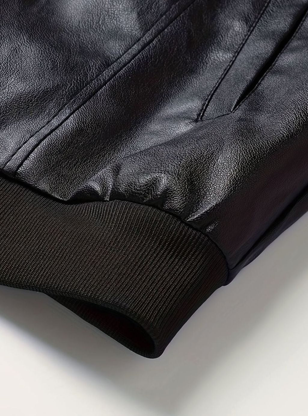 Kunstleren slim-fit bomberjack voor heren met ritssluiting
