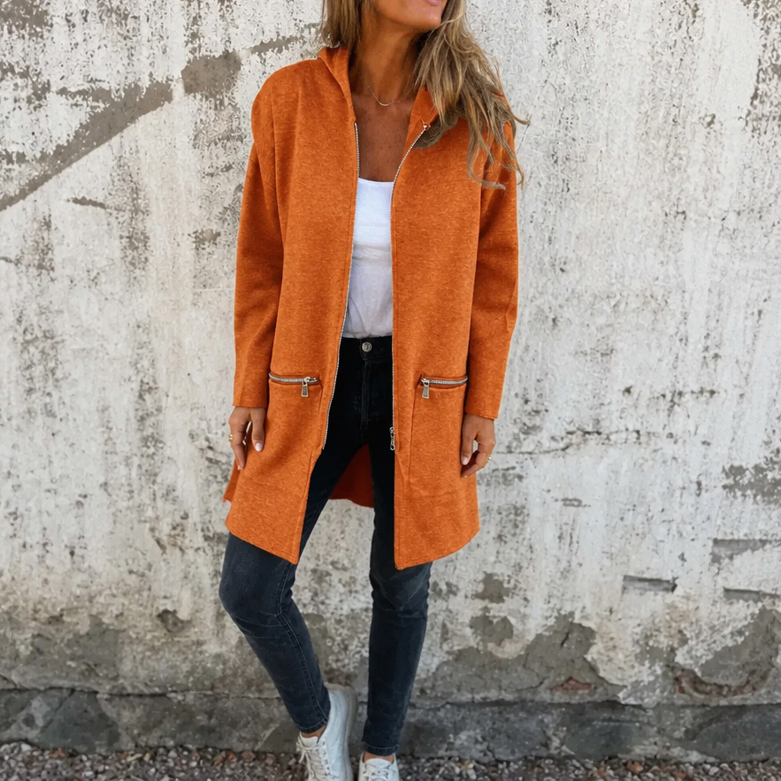 Lang openvallend vest met capuchon