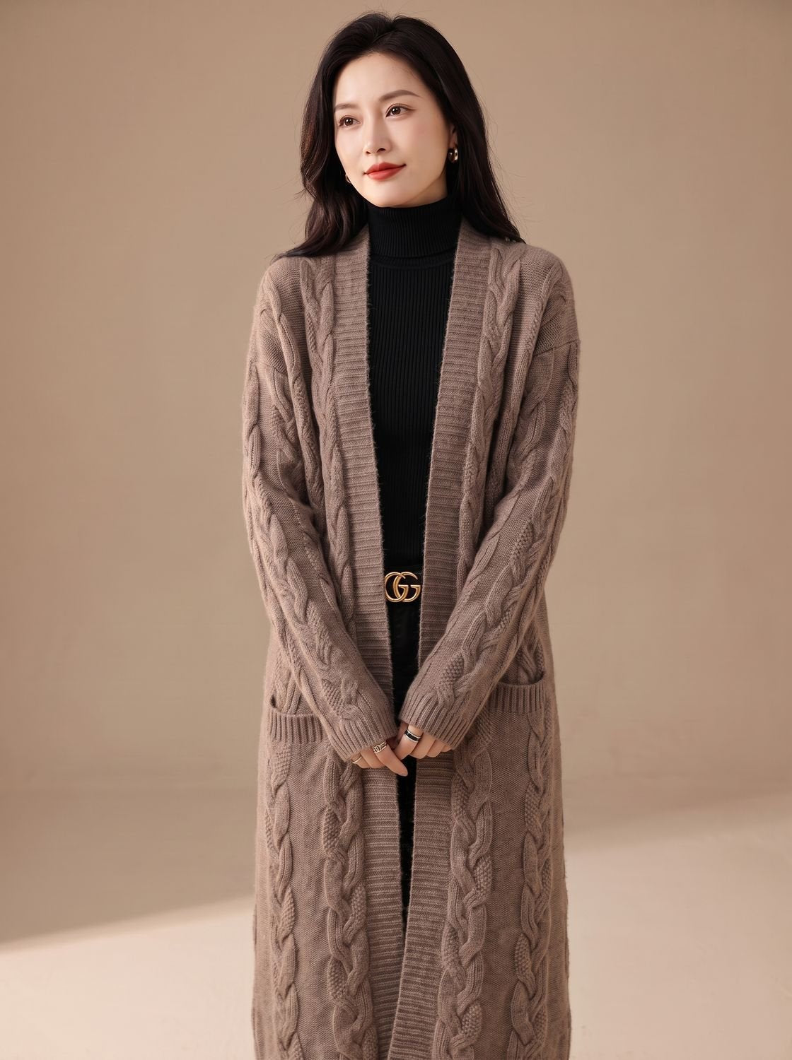 Lang oversized gestreept open vest voor dames