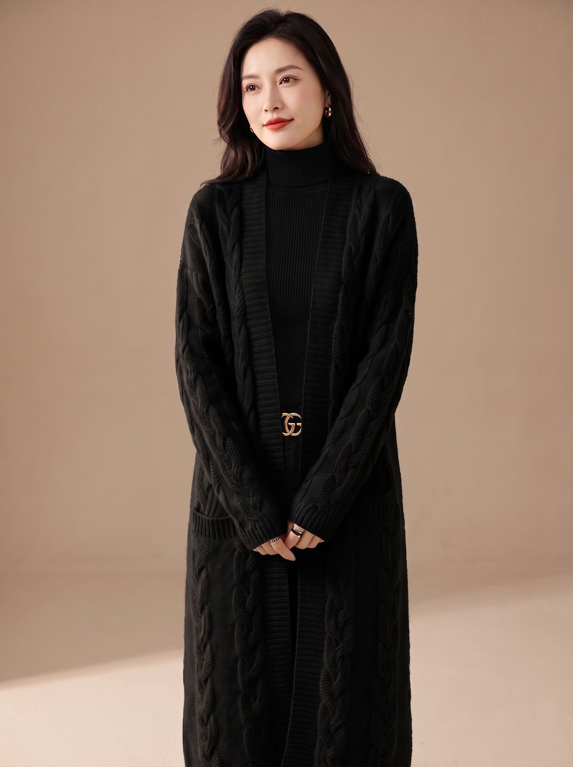Lang oversized gestreept open vest voor dames
