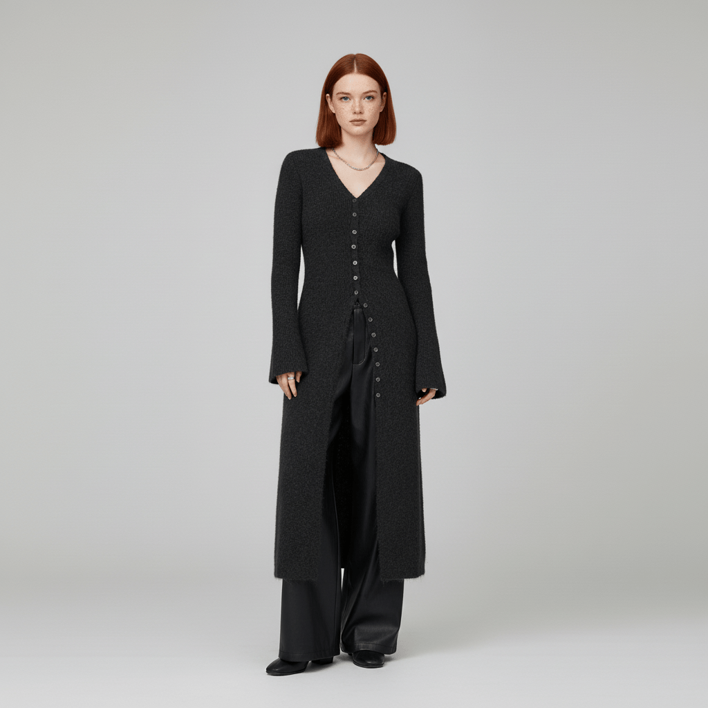 Lang vest met knoopsluiting