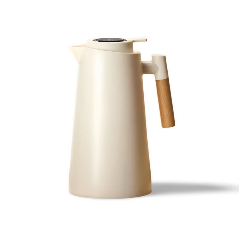 LATTEA THERMO – Dubbelwandige Thermosfles met Temperatuurweergave en Houten Handvat