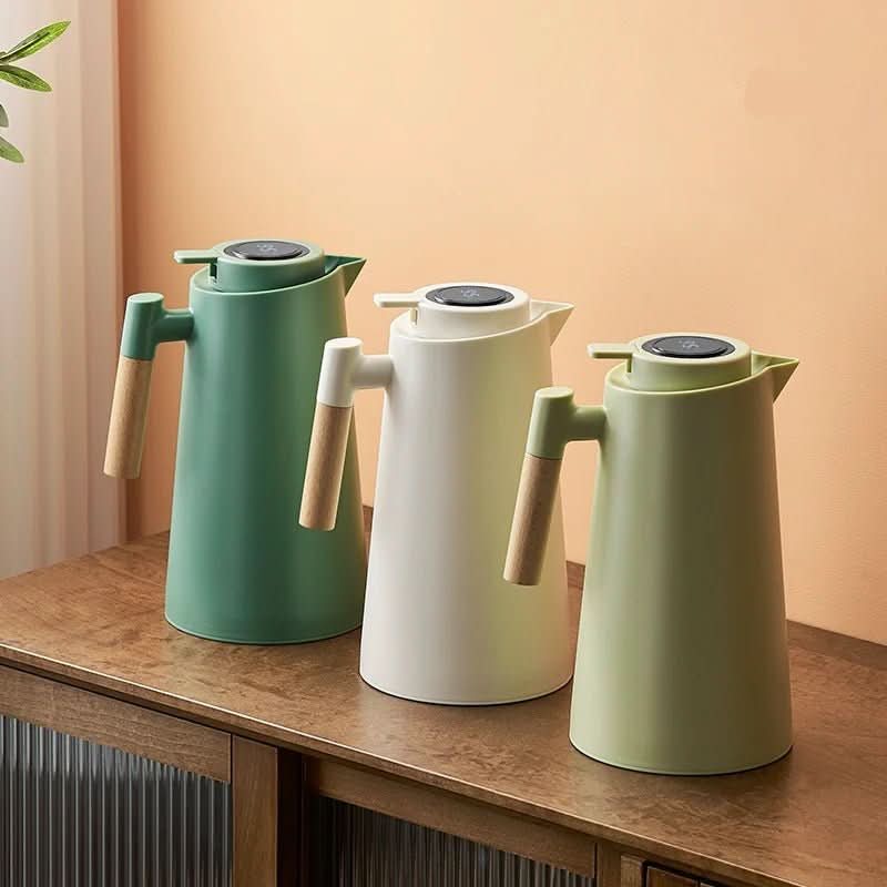 LATTEA THERMO – Dubbelwandige Thermosfles met Temperatuurweergave en Houten Handvat