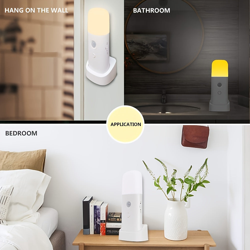 LED Nachtlamp met Bewegingssensor – USB Oplaadbaar en Verstelbare Helderheid voor Slaapkamers en Gangpaden