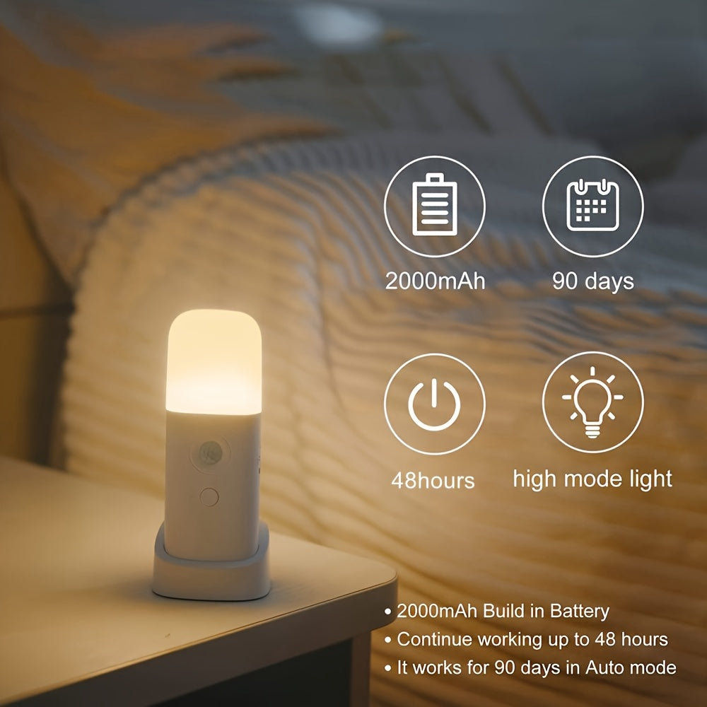 LED Nachtlamp met Bewegingssensor – USB Oplaadbaar en Verstelbare Helderheid voor Slaapkamers en Gangpaden