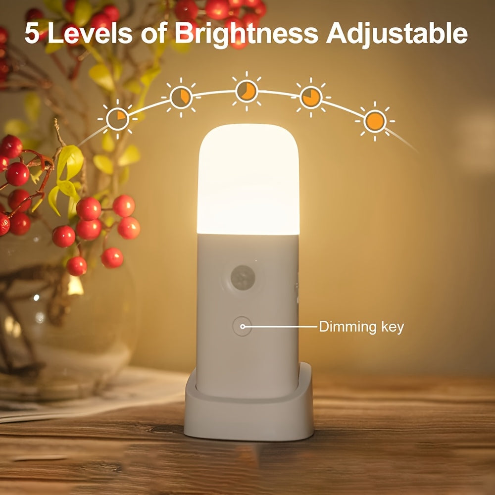 LED Nachtlamp met Bewegingssensor – USB Oplaadbaar en Verstelbare Helderheid voor Slaapkamers en Gangpaden