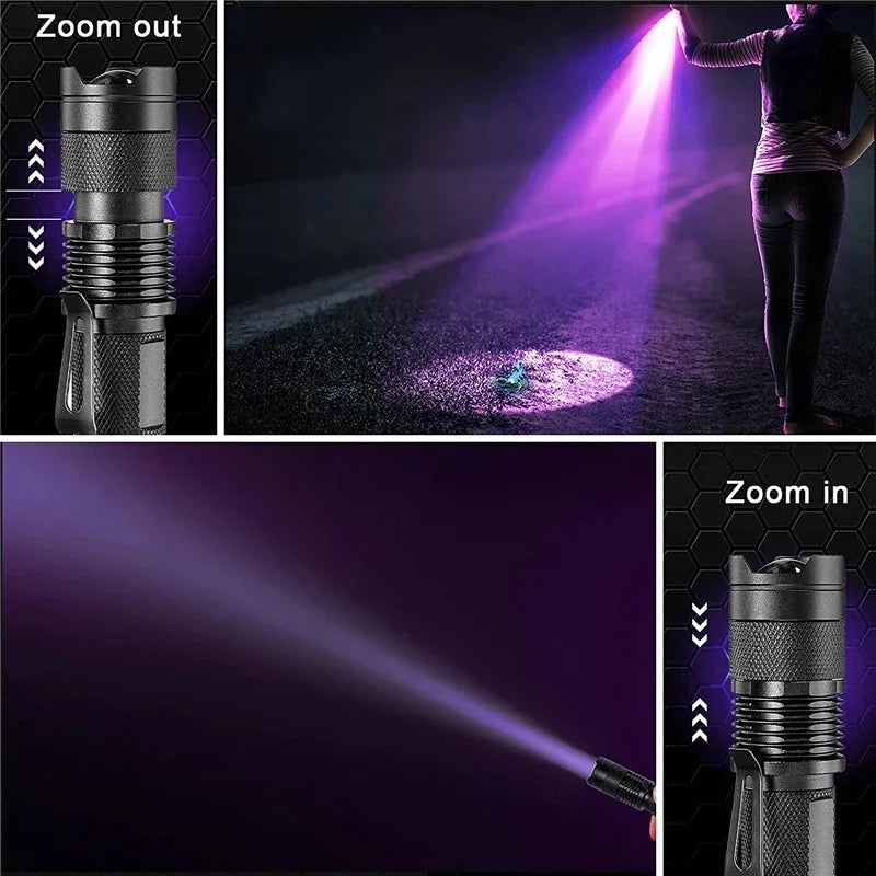 LED UV ZAKLAMP - ULTRAVIOLET INSPECTIELAMP VOOR HUISDIERURINEVLEKKEN EN VLEKDETECTIE