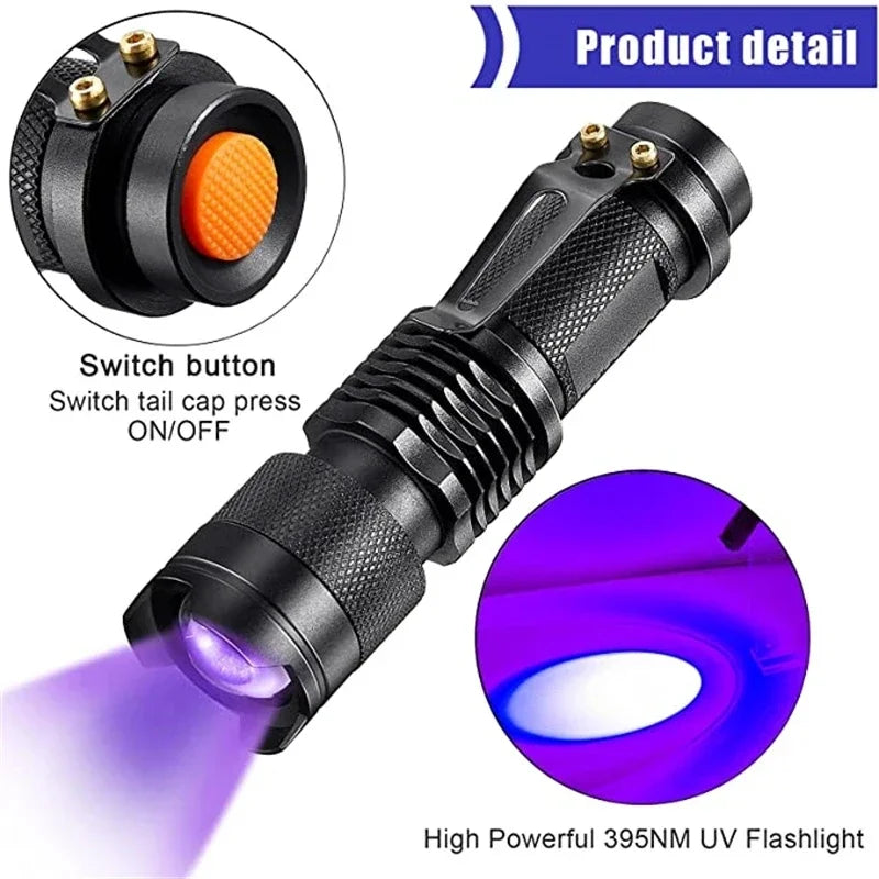 LED UV ZAKLAMP - ULTRAVIOLET INSPECTIELAMP VOOR HUISDIERURINEVLEKKEN EN VLEKDETECTIE
