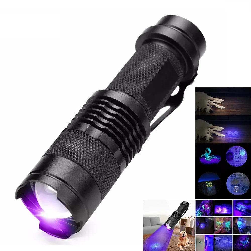 LED UV ZAKLAMP - ULTRAVIOLET INSPECTIELAMP VOOR HUISDIERURINEVLEKKEN EN VLEKDETECTIE