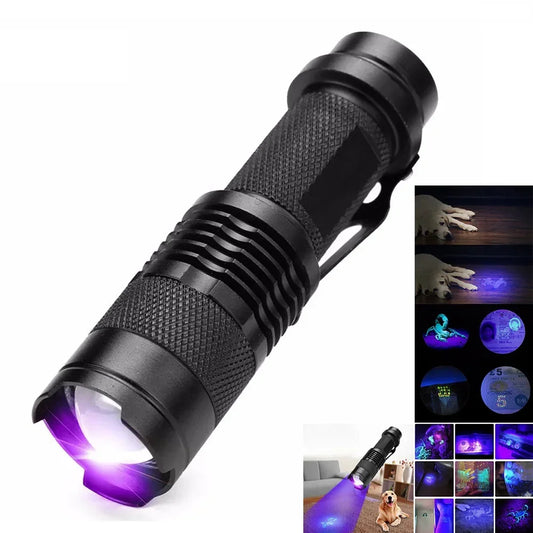 LED UV ZAKLAMP - ULTRAVIOLET INSPECTIELAMP VOOR HUISDIERURINEVLEKKEN EN VLEKDETECTIE