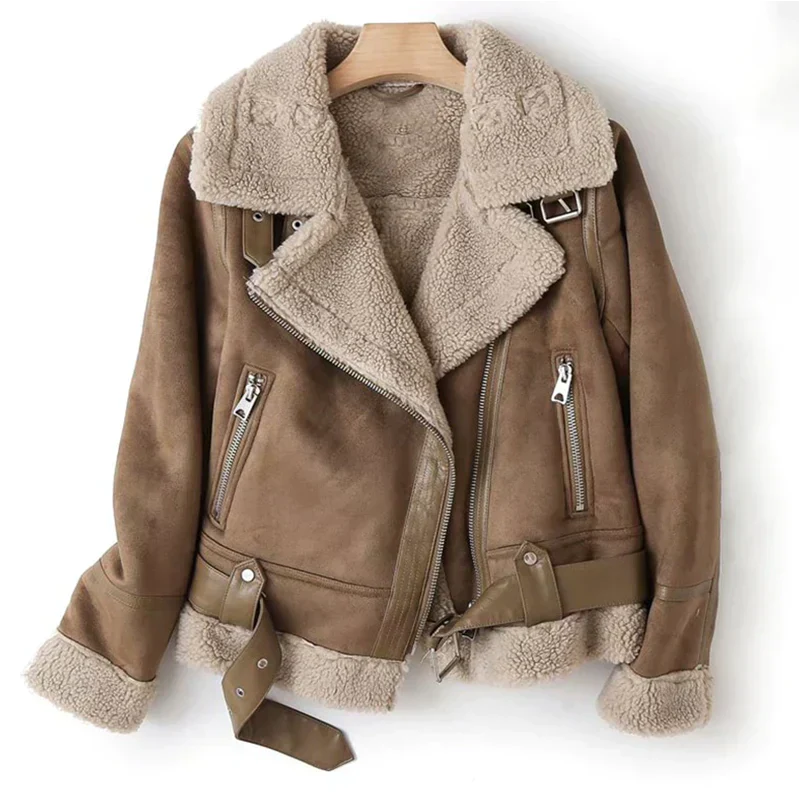 Leren jas met sherpa voering voor de winter - Macie