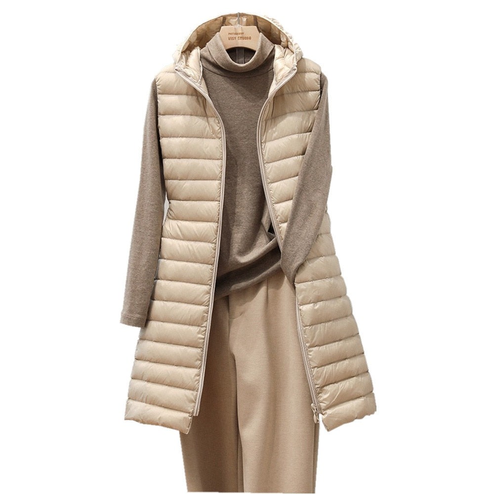 Lichtgewicht damesgilet met capuchon