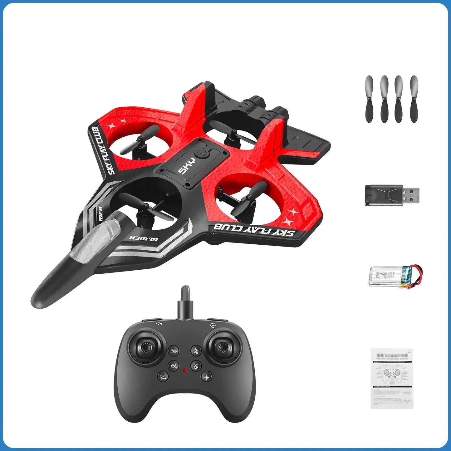 Lichtgewicht RC-vliegtuig met gyroscopische stabilisatie en LED-verlichting – Ideaal voor beginners en kinderen