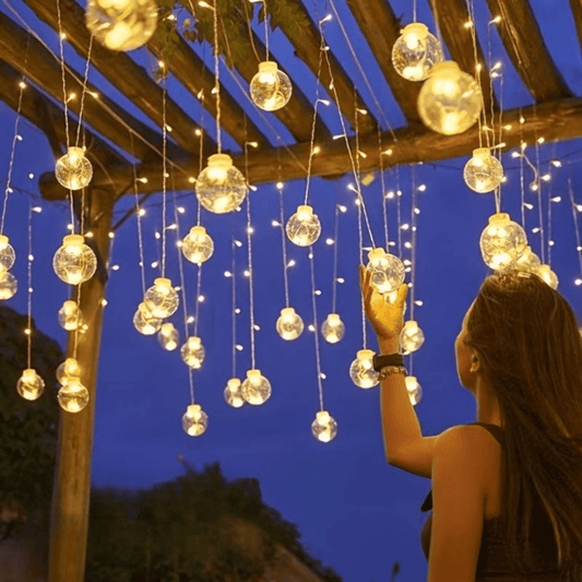 Lichtsnoer op zonne-energie met bubbelbollen voor buiten – 8 standen