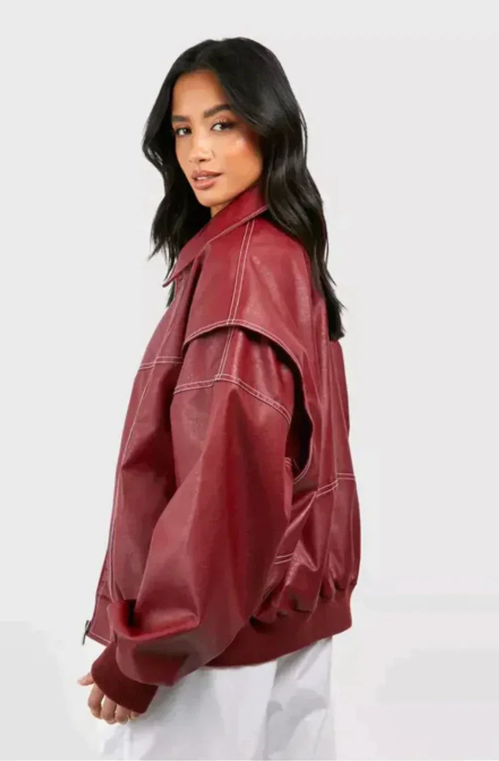 Liva | Oversized Vegan Leren Jas voor de Herfst