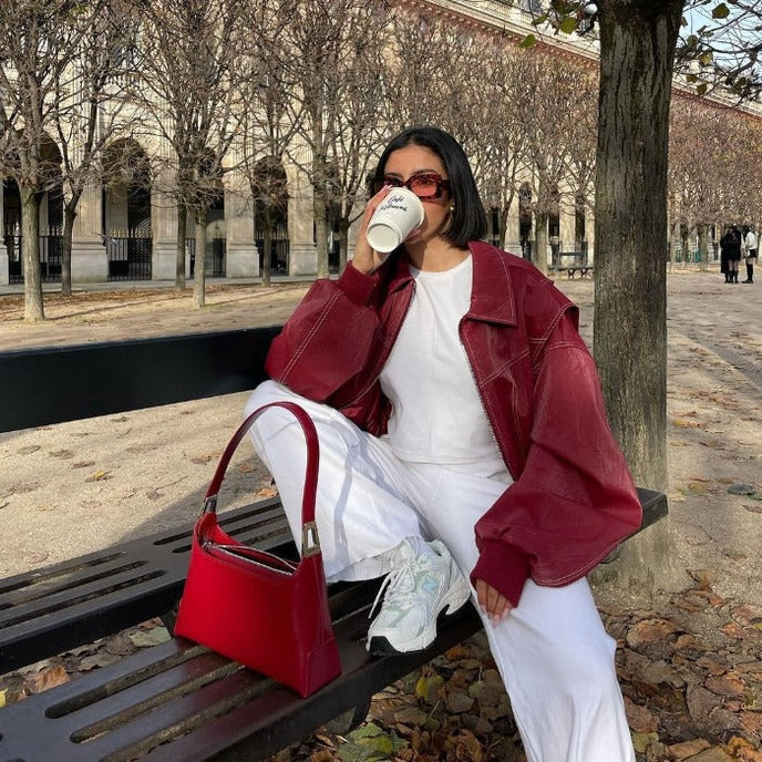 Liva | Oversized Vegan Leren Jas voor de Herfst