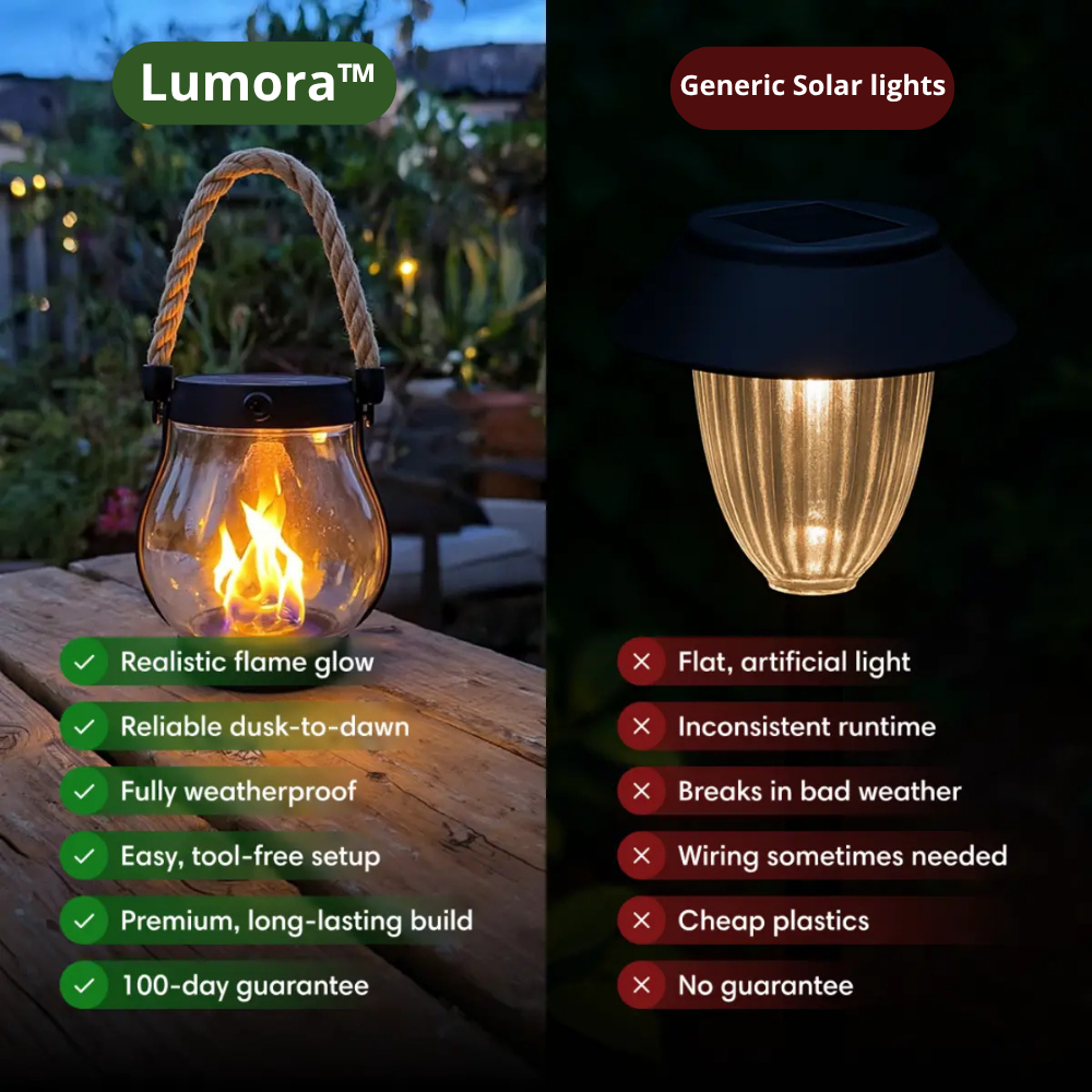 Lumora™ - Zonne-lantaarn met Realistisch Vlam Effect